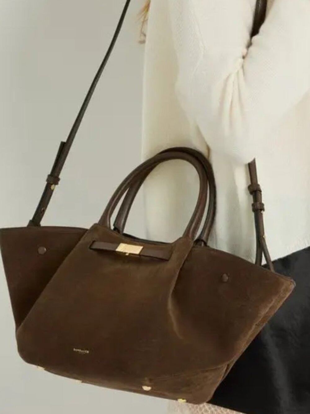 *BEST PRICE ONLINE*  Demellier Midi Mocha Suede Purse NWOT with Bonus organizer! - Picture 2 of 12